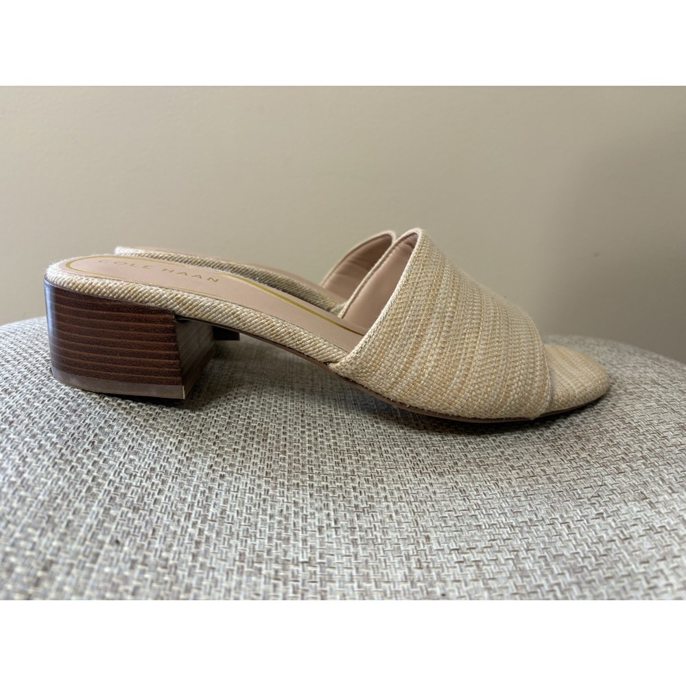 Cole Haan Calli Beige Block Heel Slide Sandals‎ Women's Size 9b